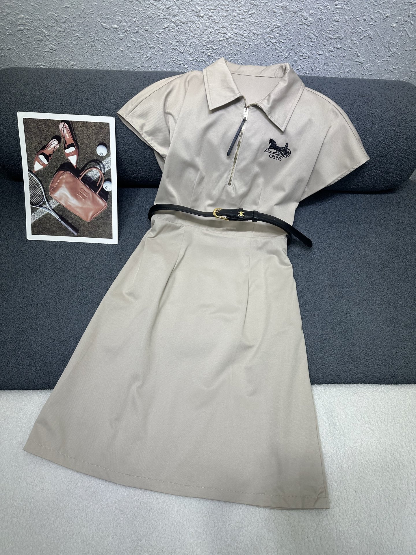NO:790758,CELlNE */26 new summer dress/pony letter embroidery decoration/versatile for any figure/matching belt/high quality/two-color SML P,,skirts,19860909CELlNE */26夏季新款连衣裙/小马字母刺绣装饰/百搭不挑身材/搭配腰带/高品质/ 两色SML P,,skirts,,Women's clothing