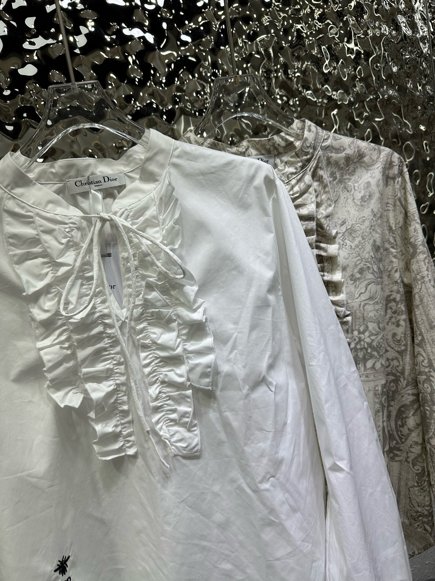 dior millefiori ruffled neckline blouse