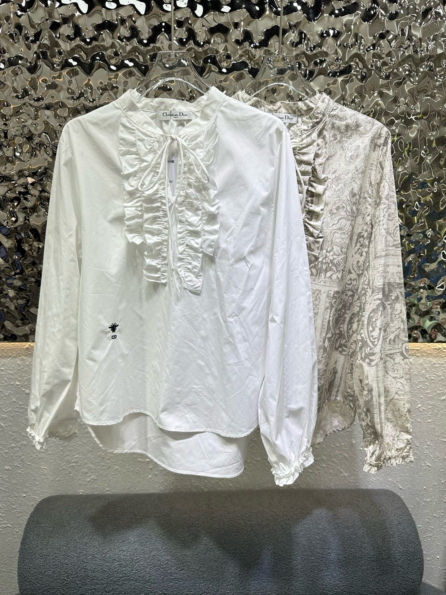 dior millefiori ruffled neckline blouse