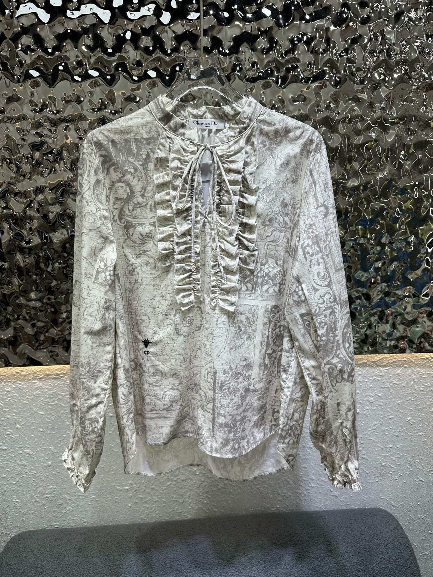 dior millefiori ruffled neckline blouse
