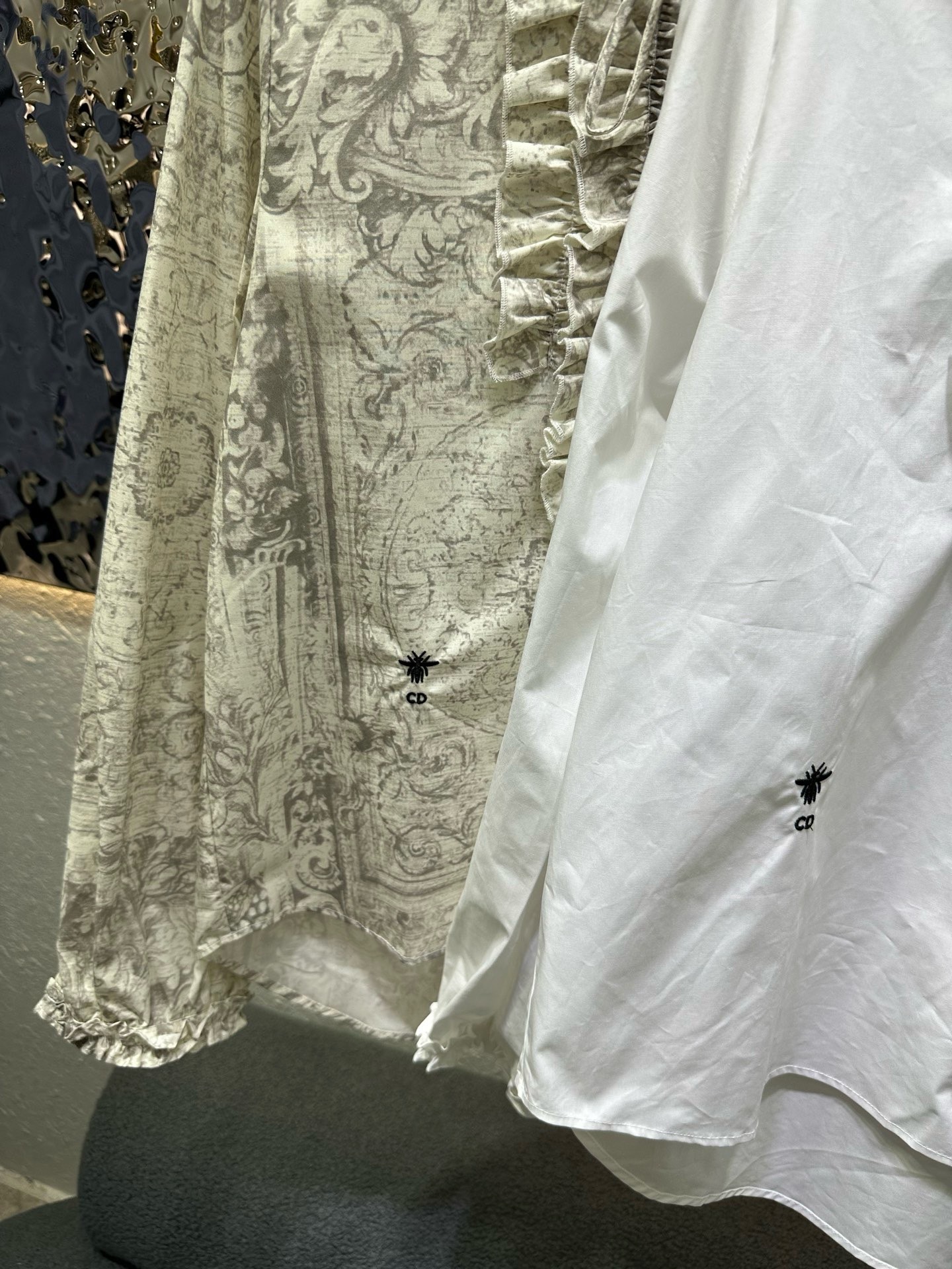 dior millefiori ruffled neckline blouse