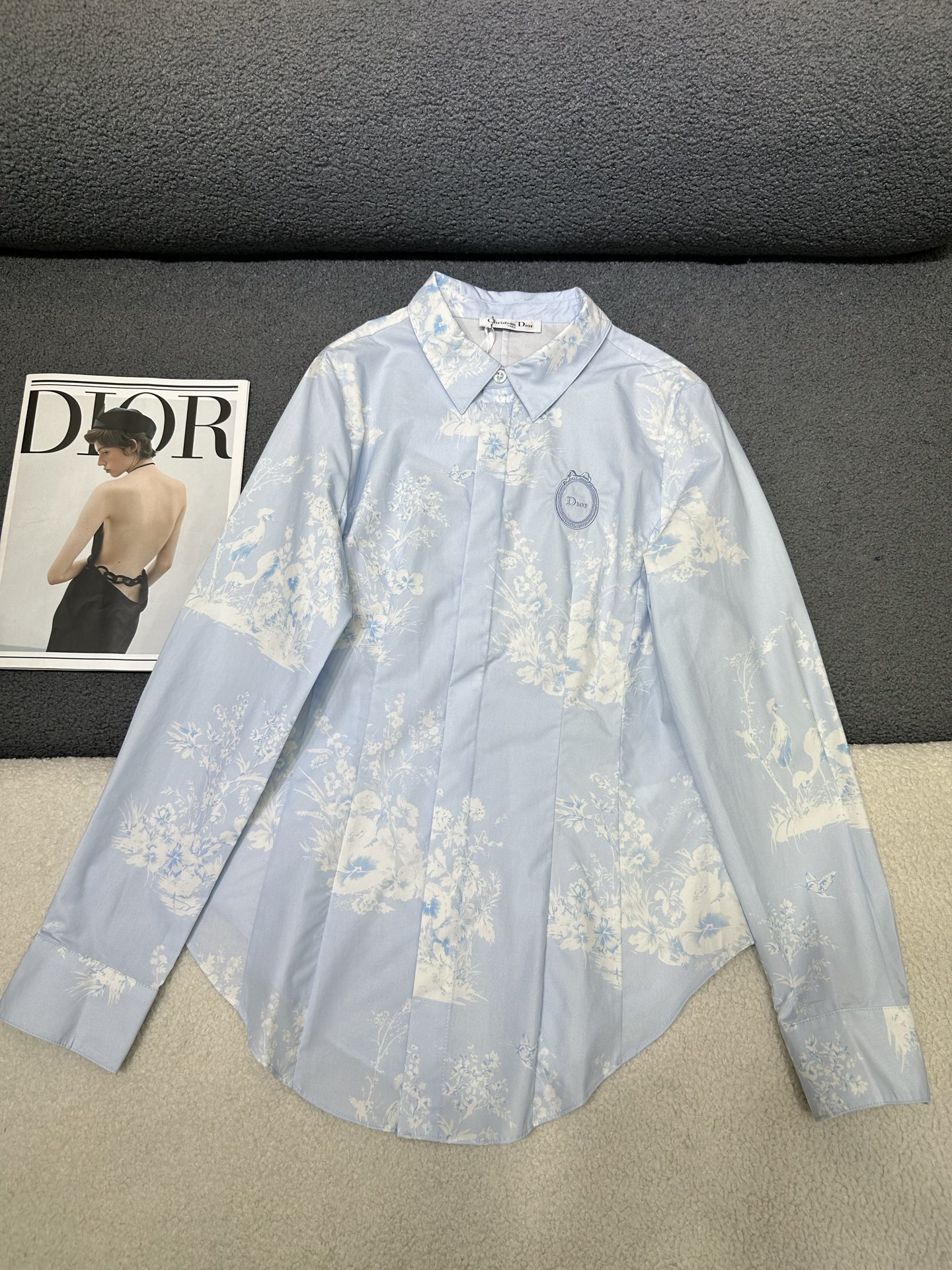 dior embroidered fitted poplin shirt