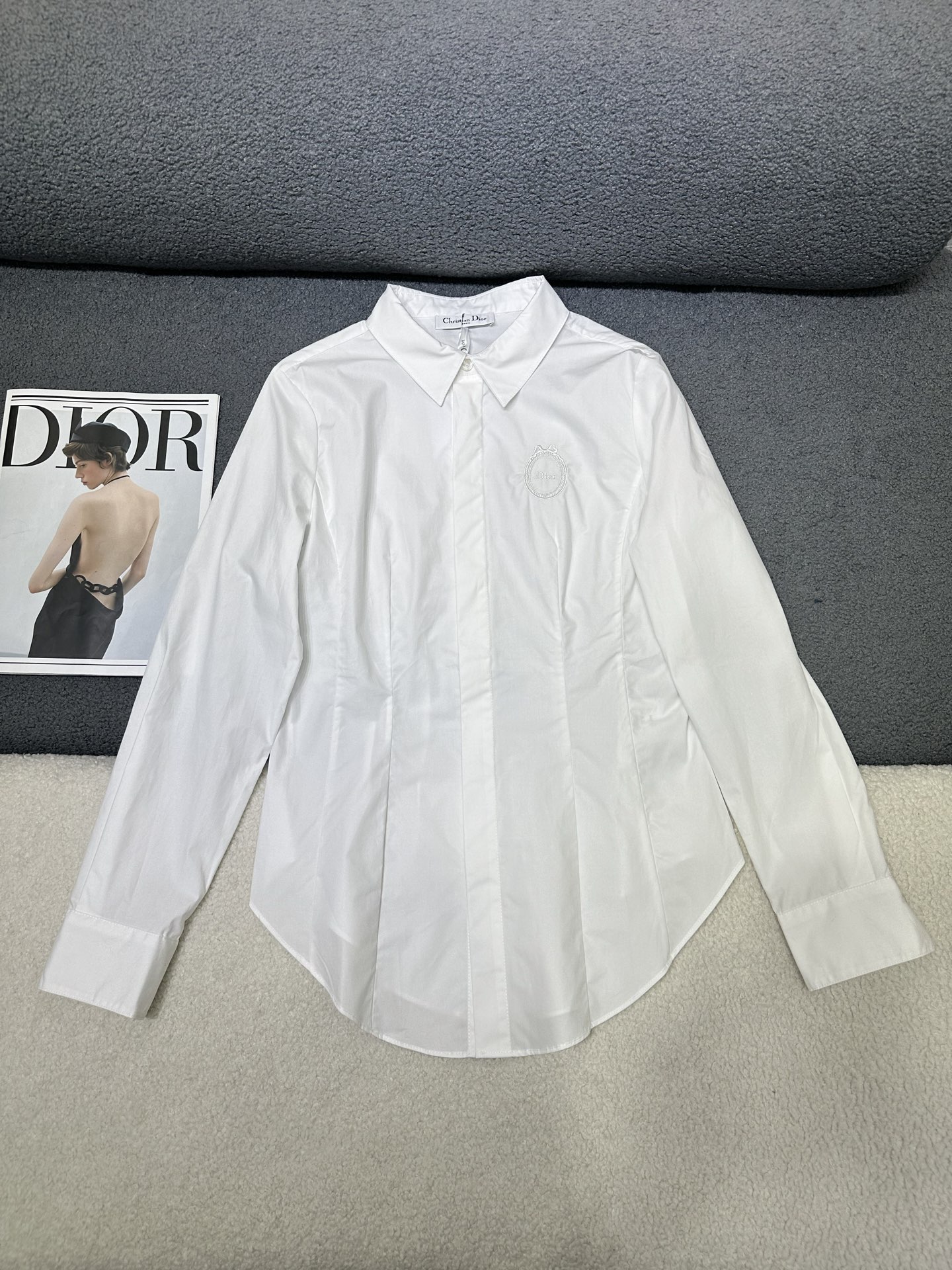 dior embroidered fitted poplin shirt