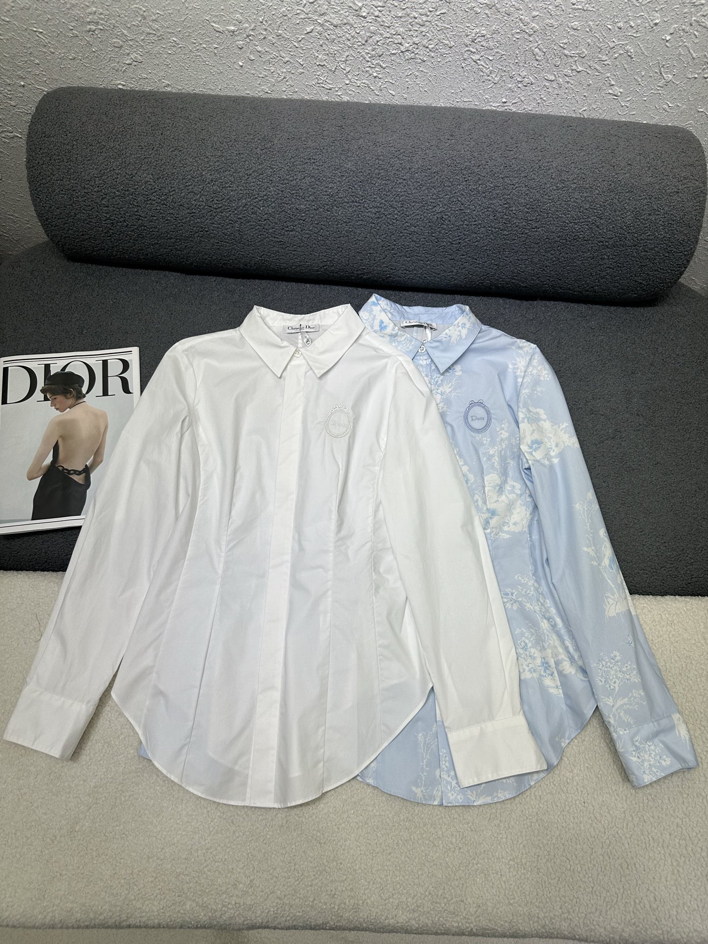 dior embroidered fitted poplin shirt