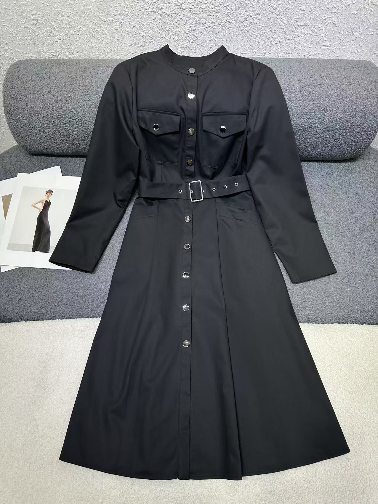 Black Belted Shirt Dress