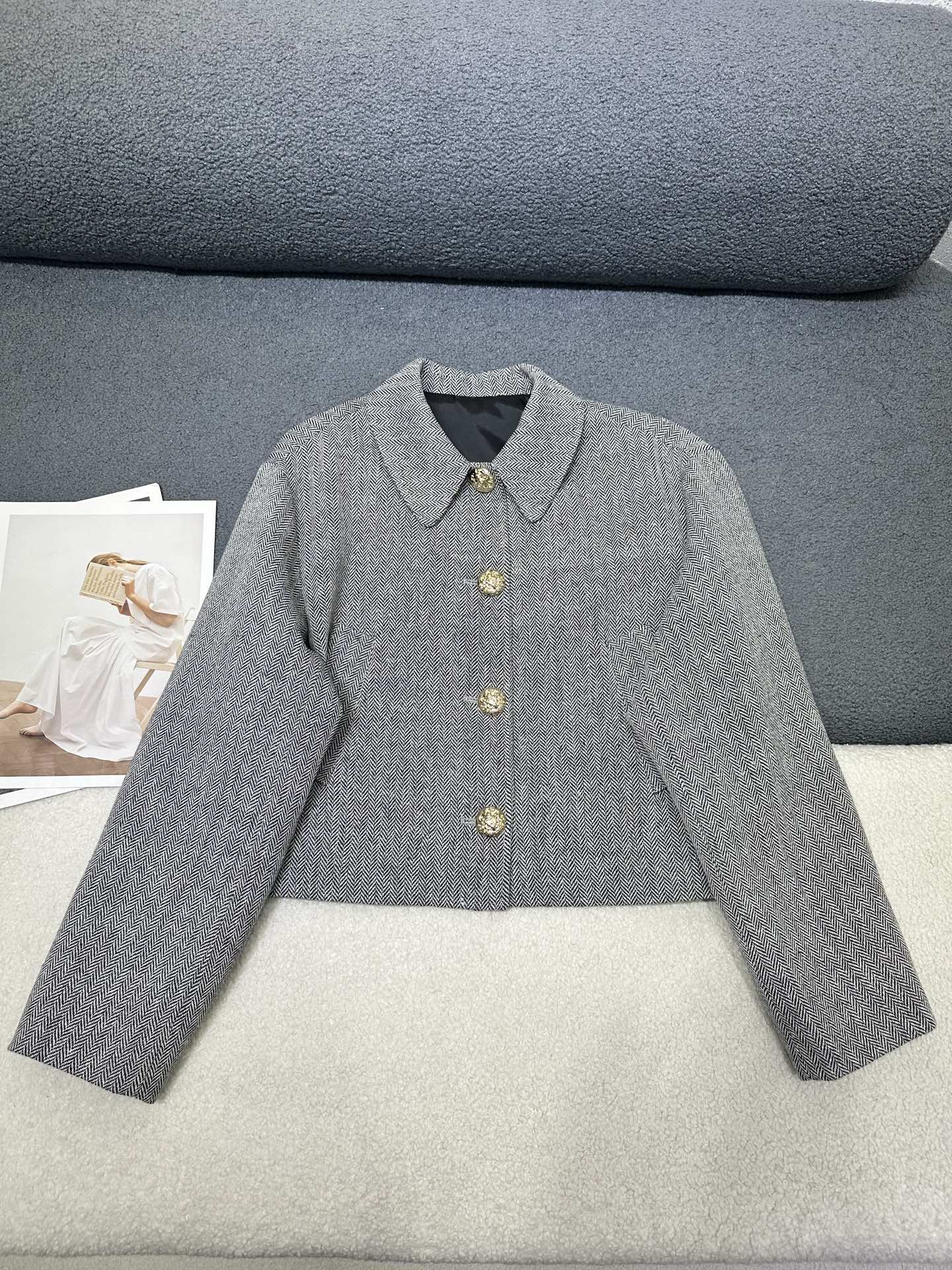 Valentino Herringbone Collar Coat
