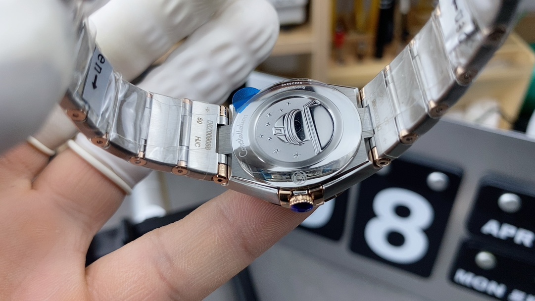 Omega 27mm贝母面间玫瑰金女星座