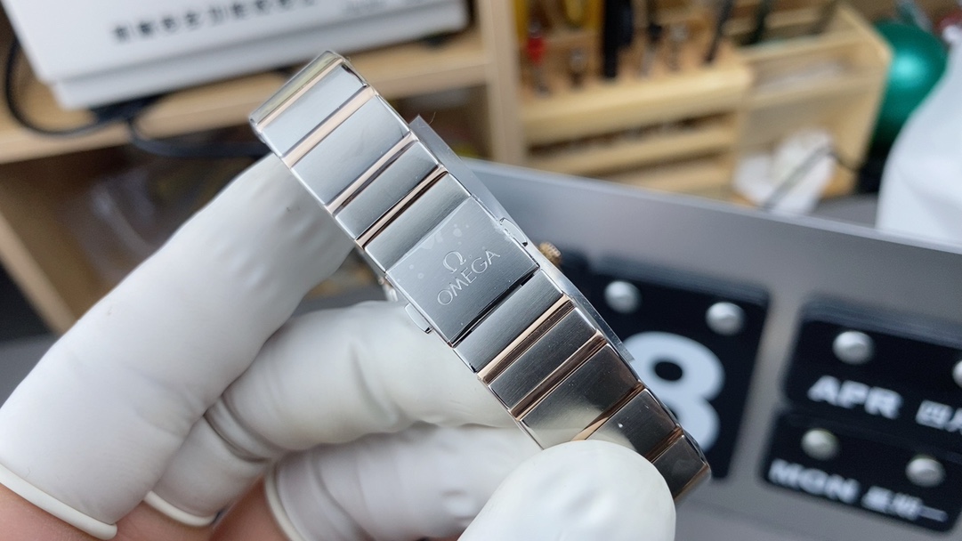 Omega 27mm贝母面间玫瑰金女星座