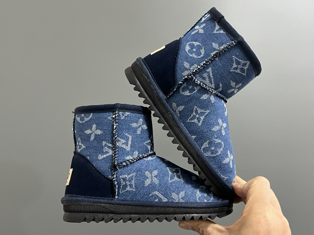 图片[9]-UGG古驰LV联名中帮儿童雪地靴 尺码：25-37 经典老花配色🆕 内里加绒加厚，保暖又舒适❄️ 耐磨防滑大底，脚感超赞👍🏻 中帮款式，防风保暖☁️-选品中心