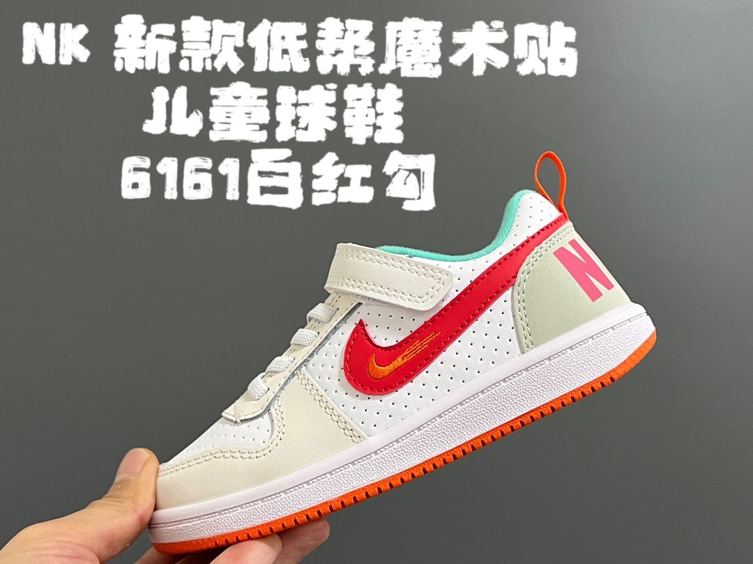图片[5]-NK 新款低帮魔术贴儿童球鞋 尺码：24-35码 COURT 经典款式设计，时髦又百搭🆒 优质头层皮料拼接，质感满满💯 耐磨防滑大底，脚感超赞👍🏻-选品中心