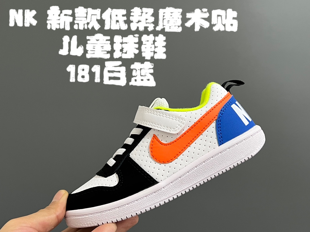 图片[3]-NK 新款低帮魔术贴儿童球鞋 尺码：24-35码 COURT 经典款式设计，时髦又百搭🆒 优质头层皮料拼接，质感满满💯 耐磨防滑大底，脚感超赞👍🏻-选品中心