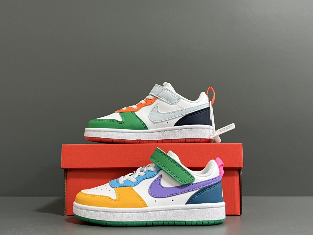 图片[2]-新配色 NK 空一号工装低帮魔术贴儿童板鞋小白鞋 尺码：22-37码 经典百搭板鞋小白鞋，学生时代必备❤️ 低帮魔术贴设计，穿脱方便✔️ 橡胶大底，耐磨防滑👍🏻-选品中心