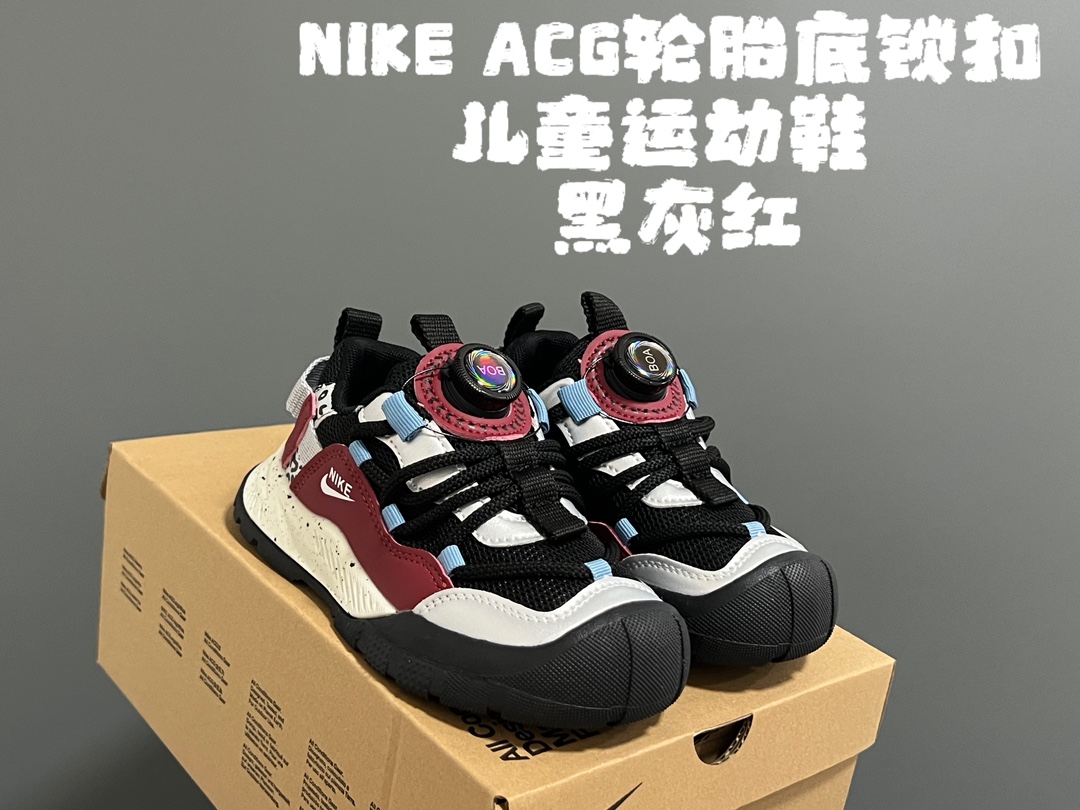 图片[2]-NK ACG轮胎底锁扣儿童运动鞋 尺码：27-37码 经典乔ACG轮胎底系列🆕 精致锁扣，质感超赞👍🏻 橡胶包头耐磨防滑大底✌🏻 优质皮料鞋面拼接☁️-选品中心