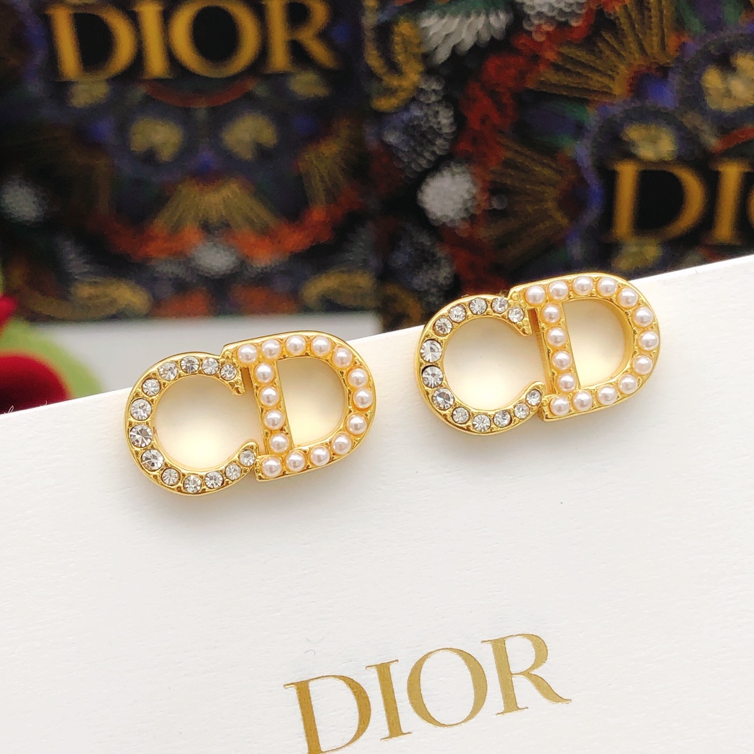 Dior Bijoux Boucle D’Oreille Jaune Laiton Mini