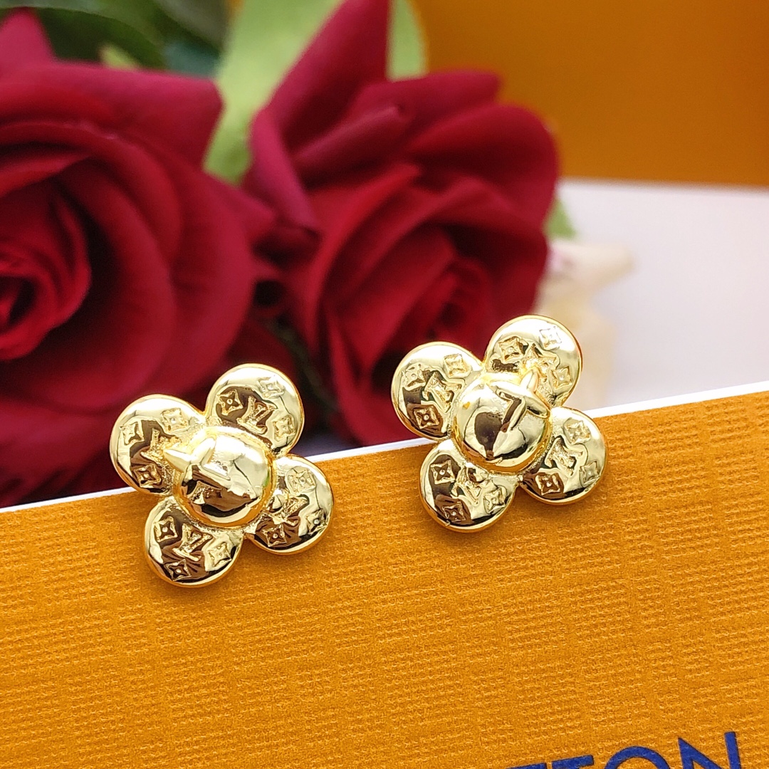 N.º LED0111 【Lv*último modelo🆕🆕pendientes de flor🌺】misma calidad ZP, latón