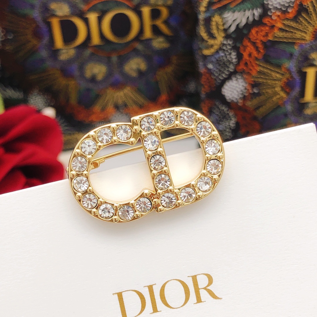 Dior Joyas Broche Amarillo Latón Mini