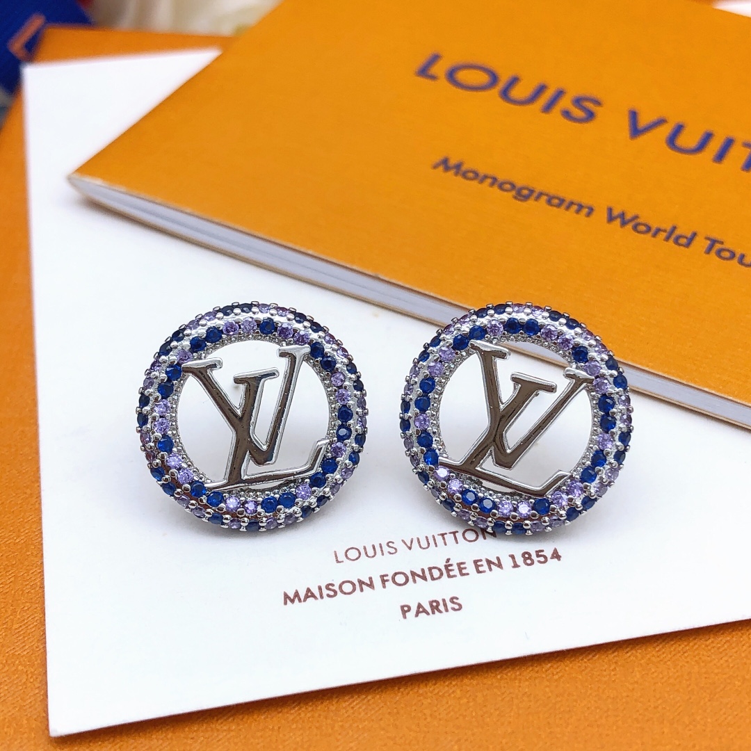 Louis Vuitton Jewelry Earring Blue Yellow Brass