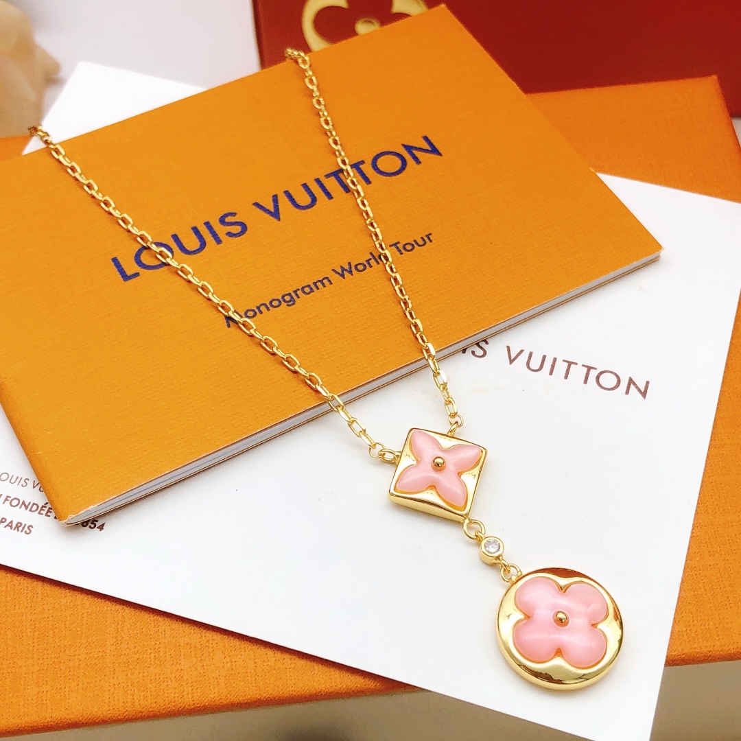 Louis Vuitton Jewelry Necklaces & Pendants Highest quality replica
 Pink Yellow Brass
