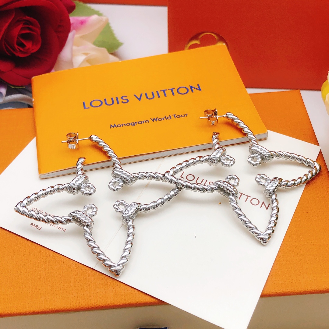 Louis Vuitton Jewelry Earring Silver Yellow Brass