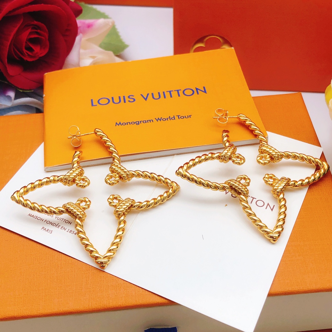 Louis Vuitton Jewelry Earring Gold Yellow Brass