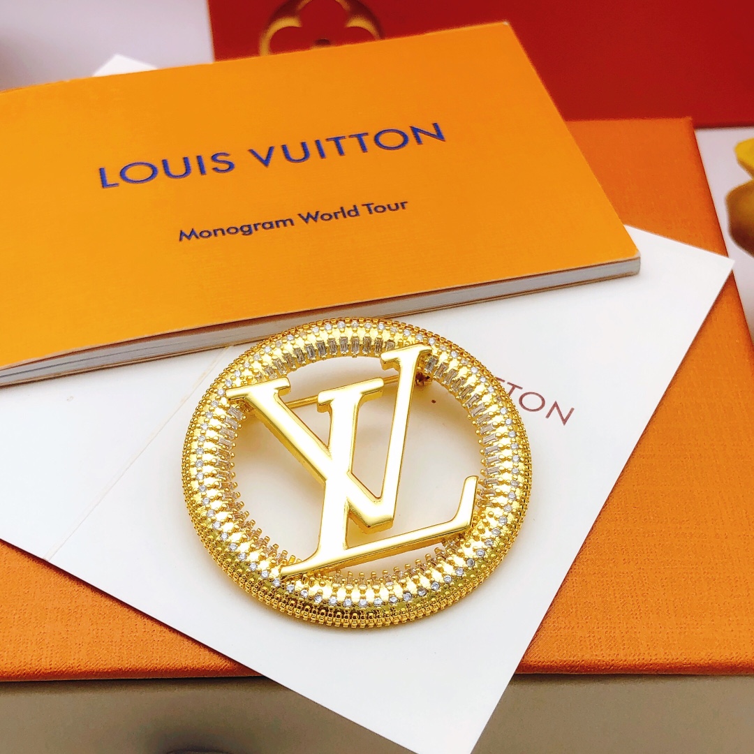 Louis Vuitton Joalheria Broche Compre falso de alta qualidade
 Amarelo Conjunto com Diamantes Latão