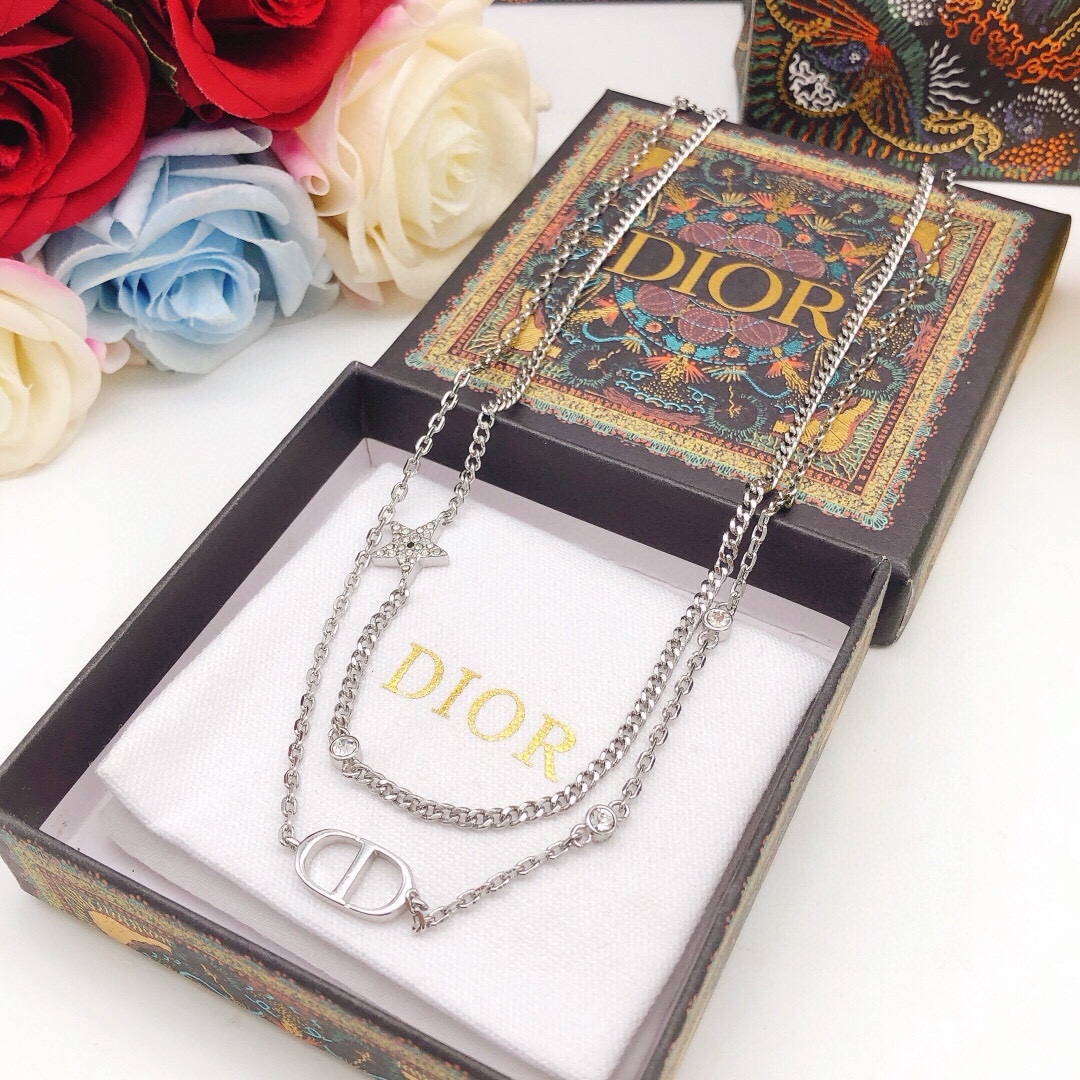 编号DXL0110
 【dio*最新款🆕🆕双层星星项链银色】一致专柜🆕黄铜材质
