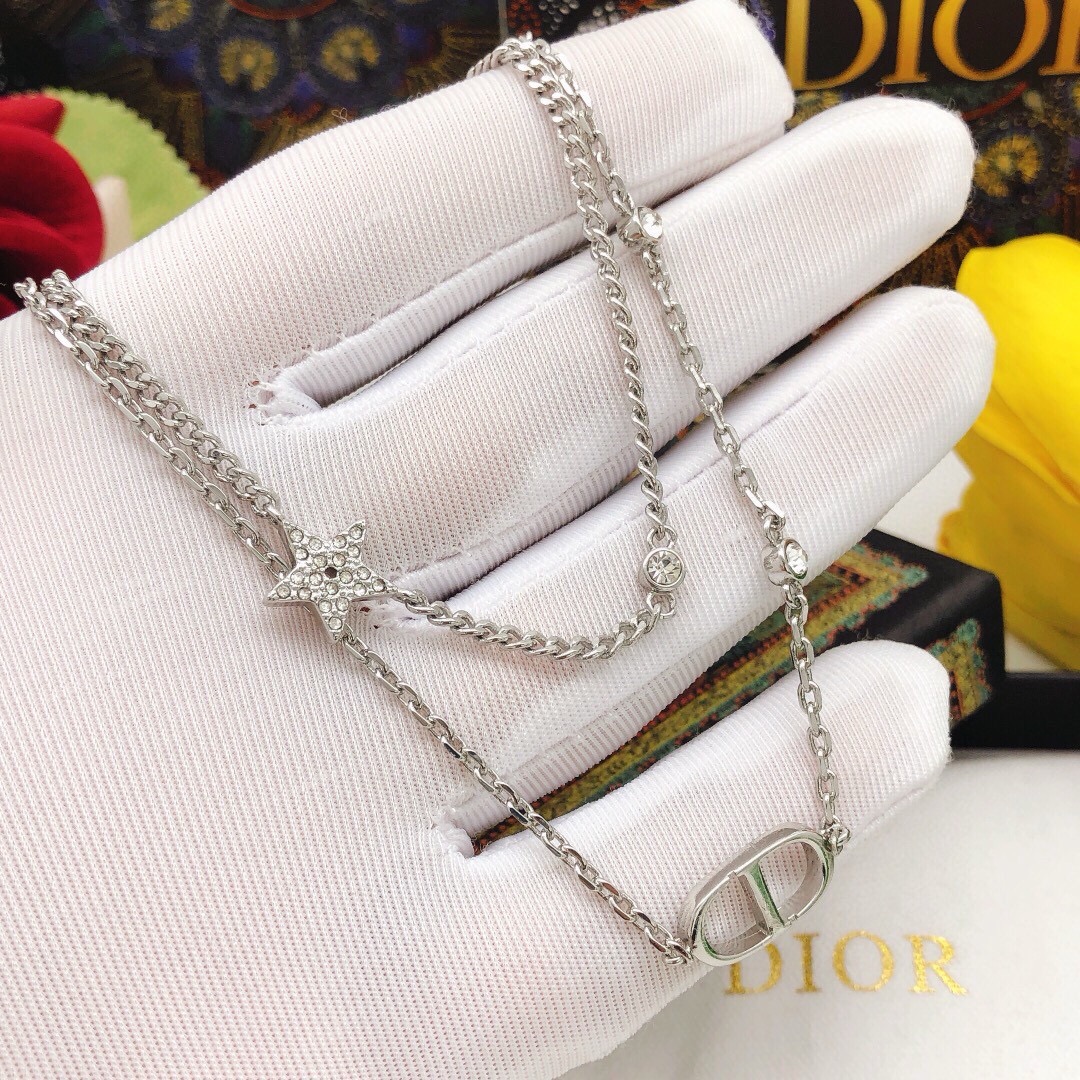 编号DXL0110
 【dio*最新款🆕🆕双层星星项链银色】一致专柜🆕黄铜材质