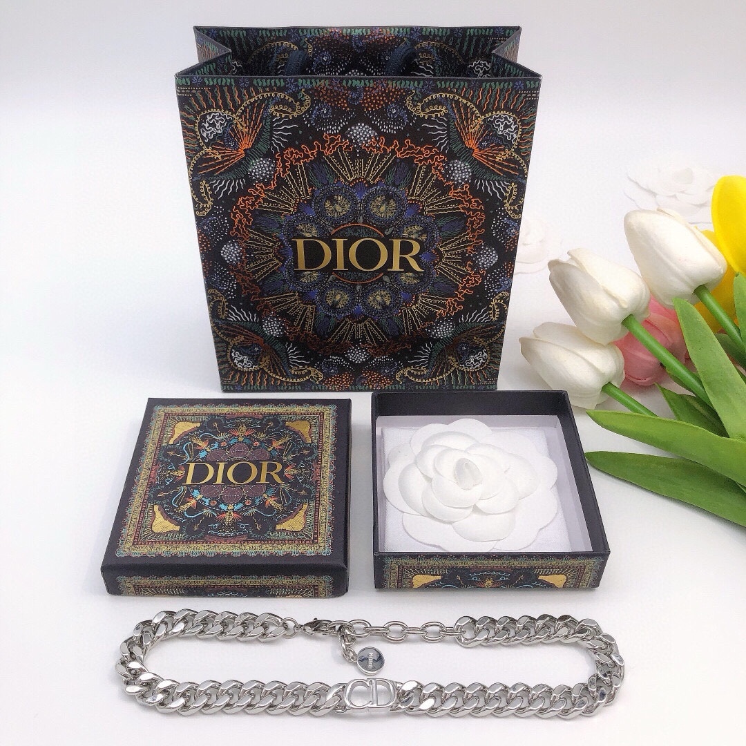 Dior Dior迪奥cd项链银色 超火爆的一款项链