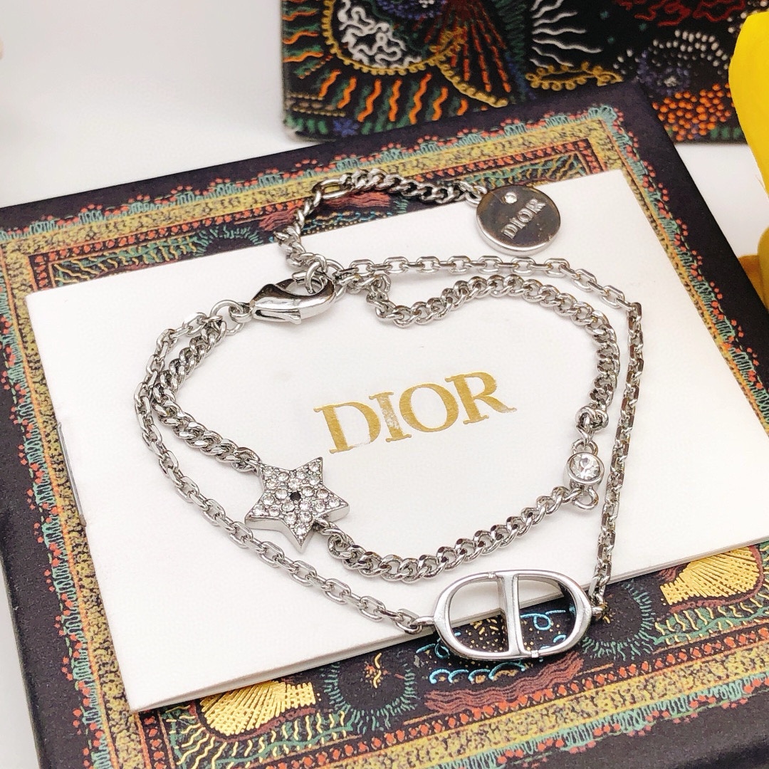 NO:105315,Number DSL0015 [dio* latest double-layer star bracelet silver] consistent ZP brass material, jewelry quality, dior, bracelet19860909编号DSL0015【dio*最新款双层星星手链银色】一致ZP黄铜材质,饰品精品,dior,bracelet,Jewelry
