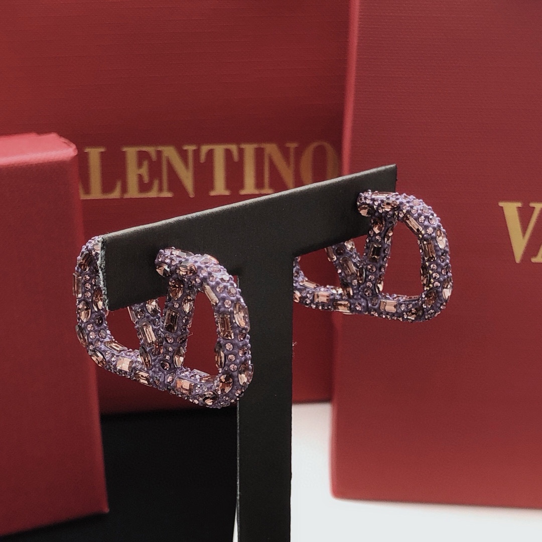 ValenTi*o最新款🆕🆕紫色镶钻马眼方钻耳环】一致ZP黄铜材质 9