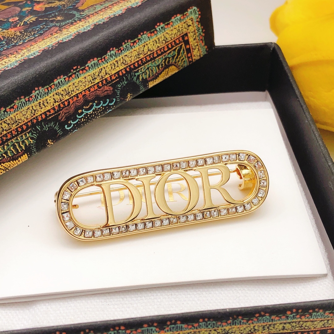 Dior Sieraden Brosche Geel Messing