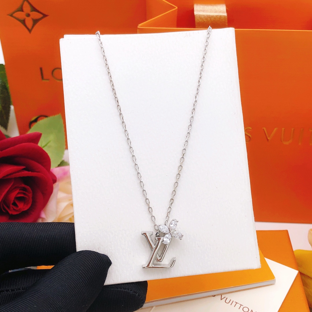 Louis Vuitton Silver-Tone Marquise Crystal Monogram Flower Necklace - Comprehensive 7