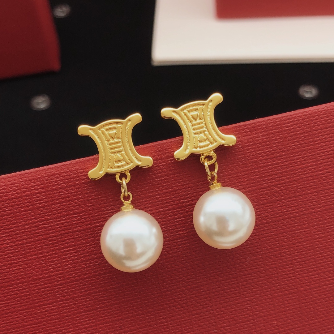 NO:111722,Number SLED0006 [Celine's latest Arc de Triomphe earrings hanging pearl] Consistent ZP brass material, jewelry quality, celine19860909编号SLED0006【赛琳最新款凯旋门耳钉吊珍珠】一致ZP黄铜材质,饰品精品,celine,Jewelry