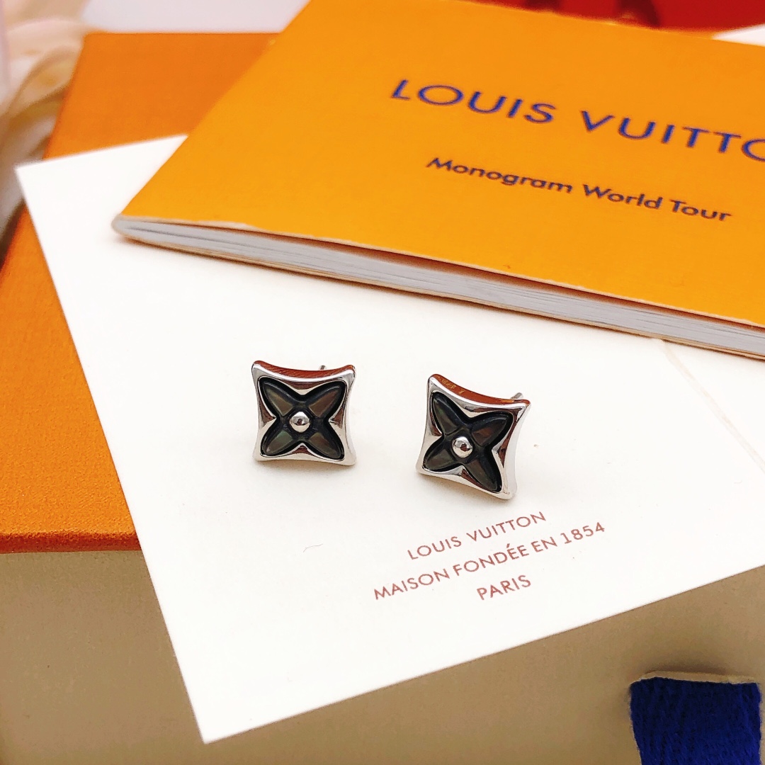 Número LED0473 【Lv*último modelo🆕🆕 pendientes de plata y nácar gris】 consistente con material de latón ZP