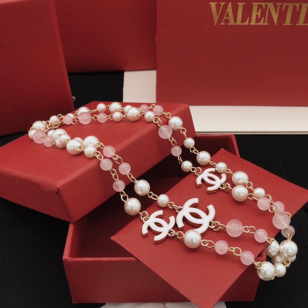 NO:107254,Number XXL0860 [ch*nel latest pink oil-drop double c sweater chain] consistent ZP brass material, jewelry quality, sweaters19860909编号XXL0860【ch*nel最新款粉色滴油双c毛衣链】一致ZP黄铜材质,饰品精品,sweaters,Jewelry