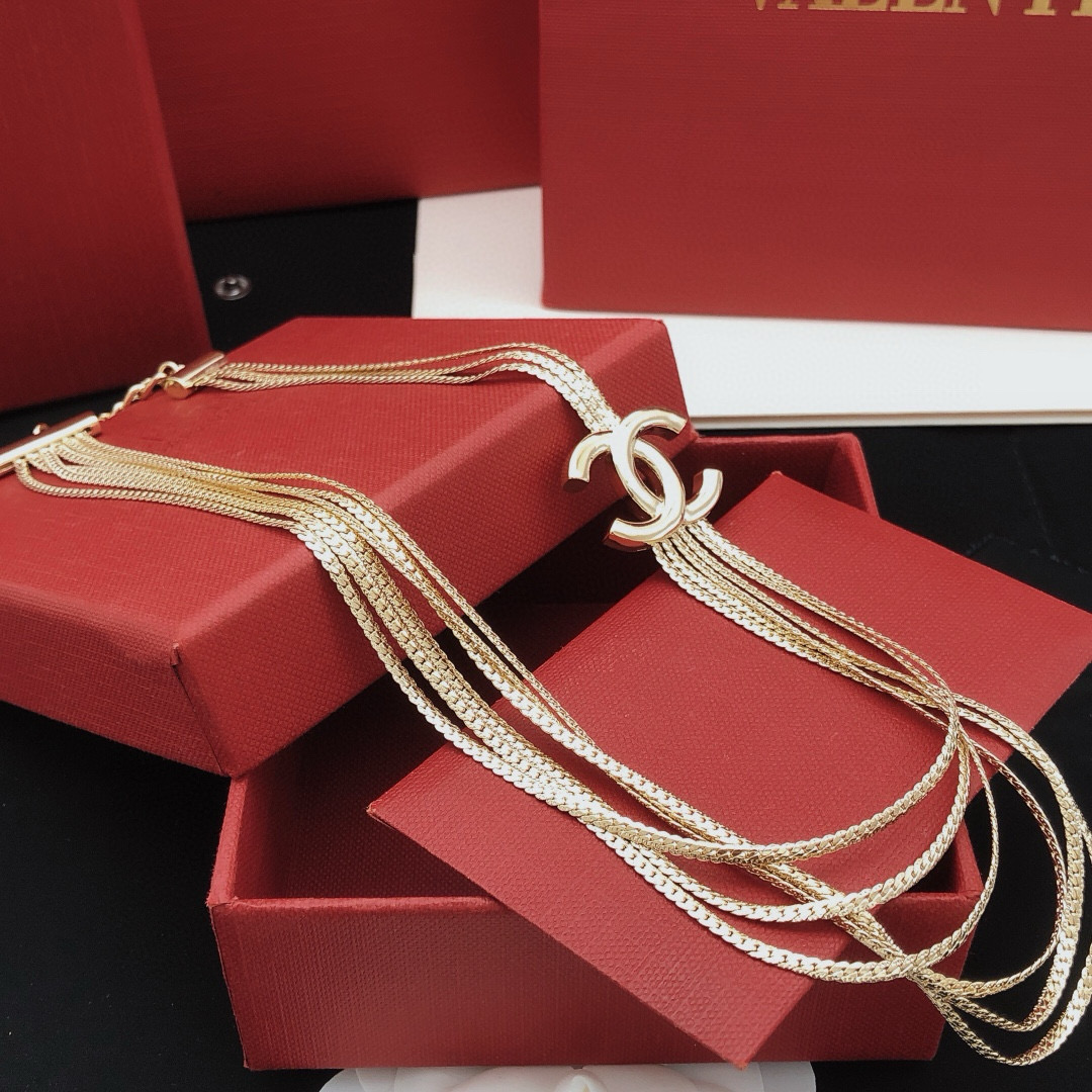Silver multi-level smooth necklace with consistent ZP brass material - Jewelry 7