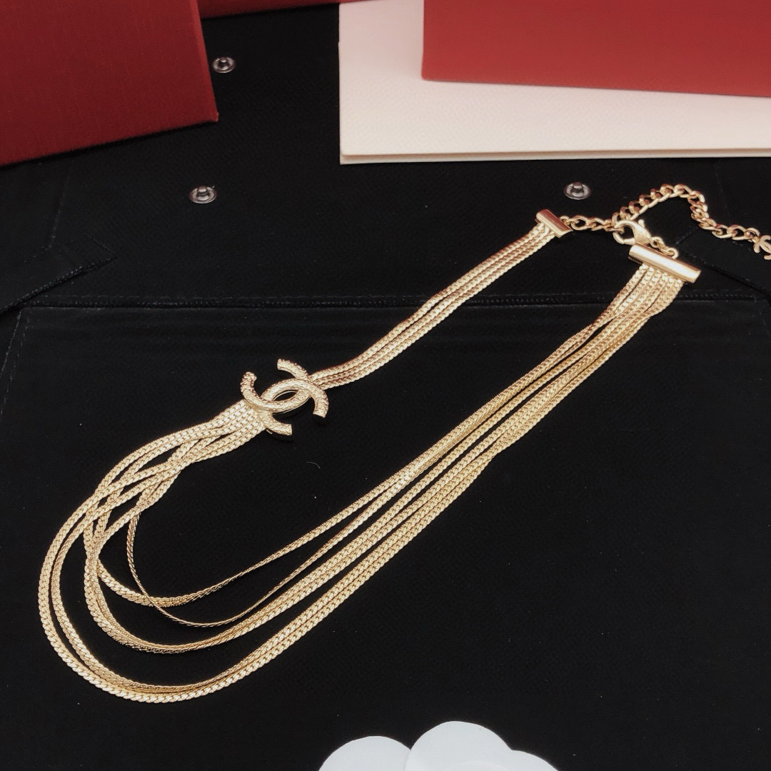 Silver multi-level smooth necklace with consistent ZP brass material - Jewelry 4