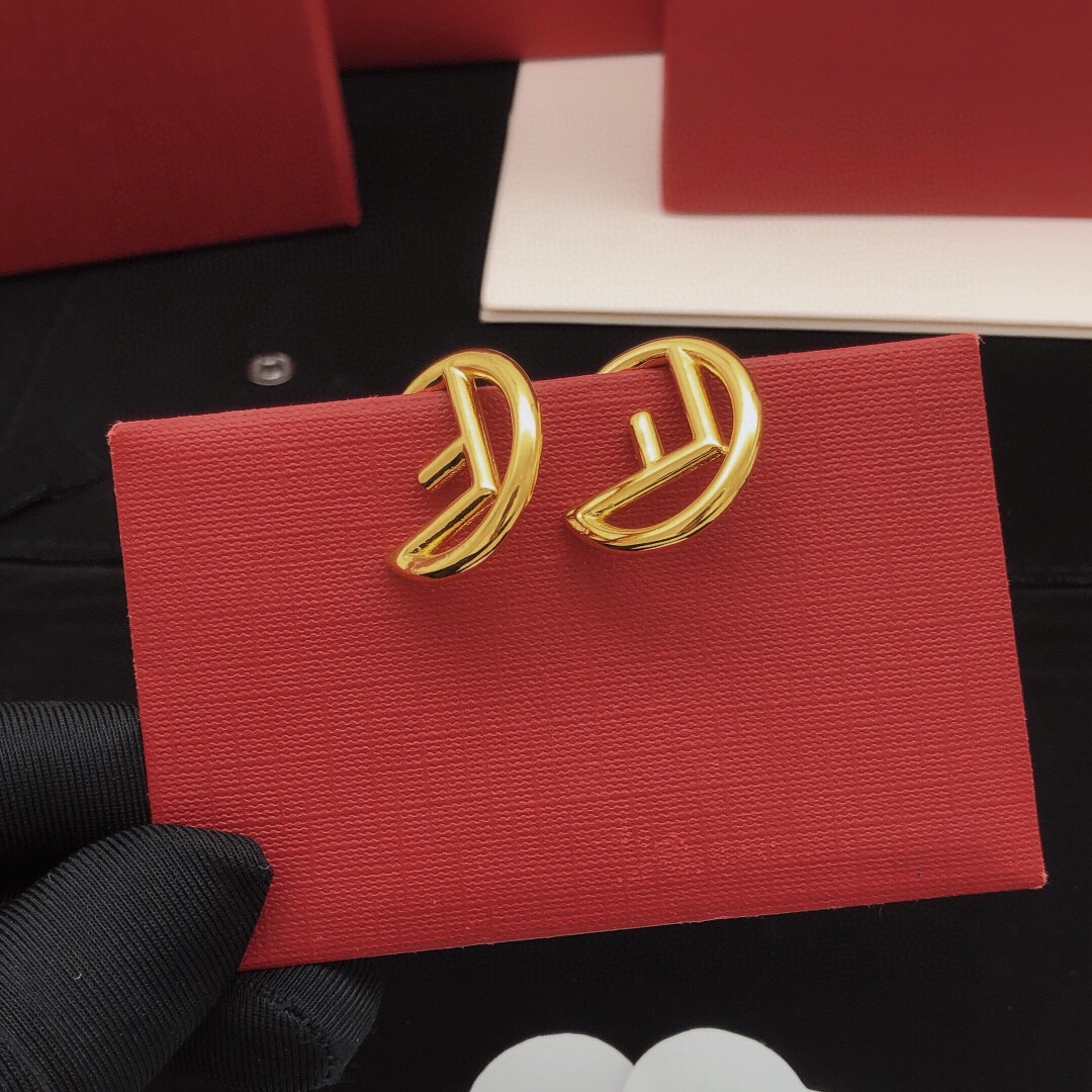 Fendi F is Fendi earrings gold tone metal 2 5cm