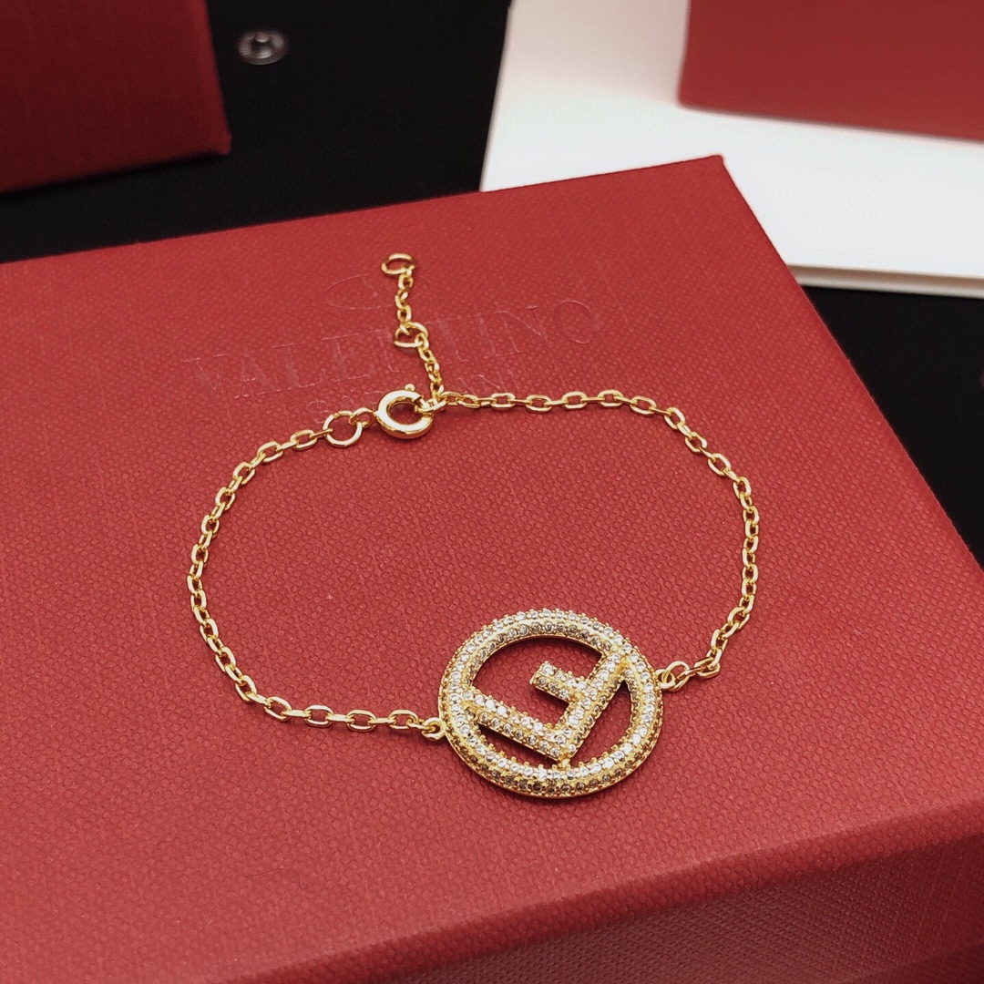 Fendi F is Fendi Crystal Logo Bracelet bracelet gold-tone metal with clear crystal pave 17cm with 2cm extender