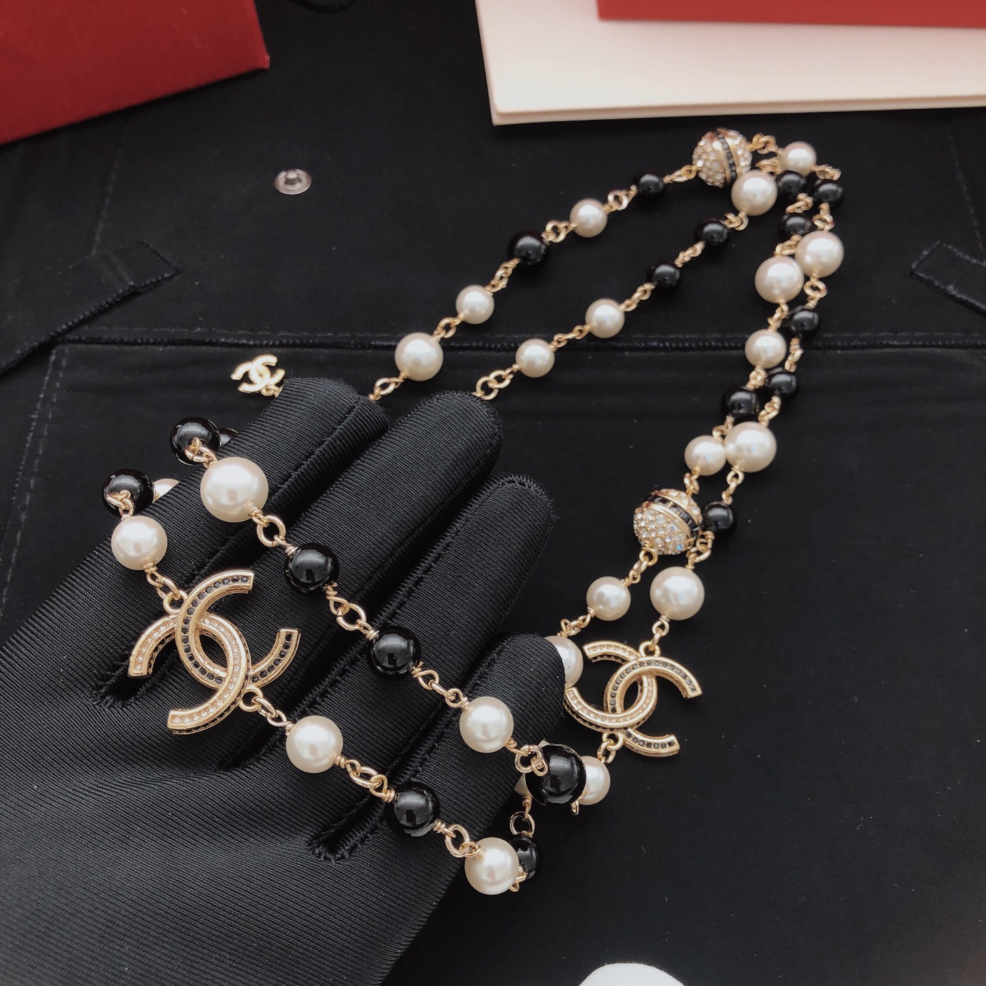 Chanel латунь жемчуг чёрный XXL0948