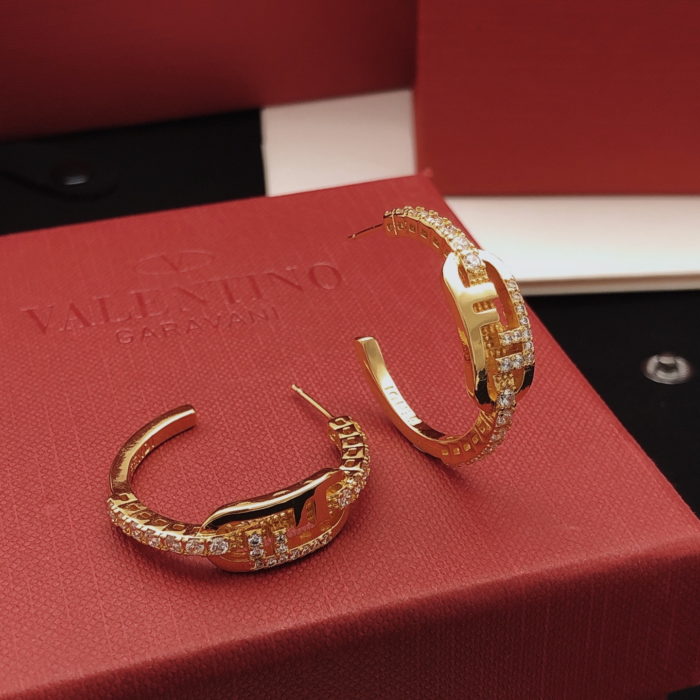 Fendi F is Fendi Crystal Hoop Earrings earrings gold-tone metal with clear crystal accents 2 5cm hoop diameter