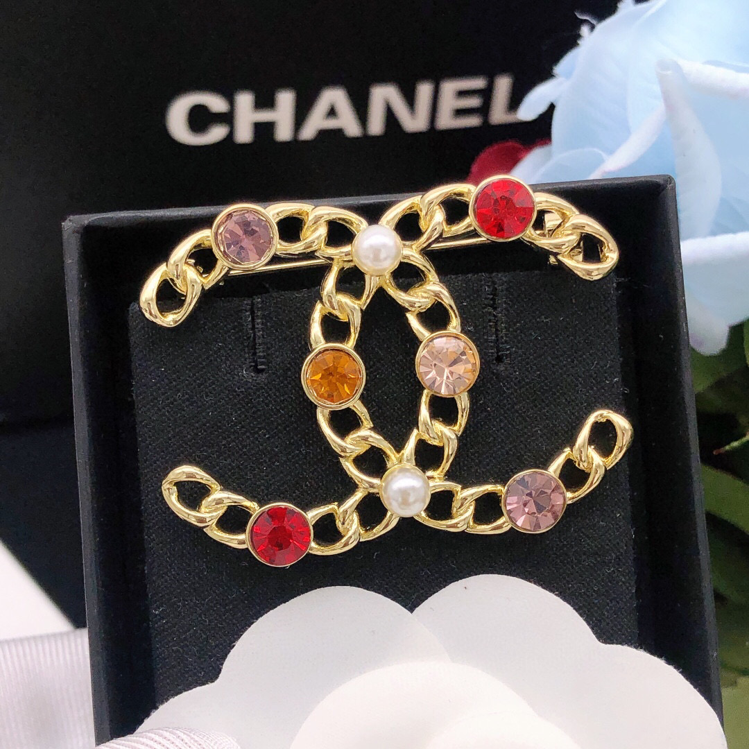 Chanel Classic Openwork CC Multicolor Crystal Brooch - Comprehensive