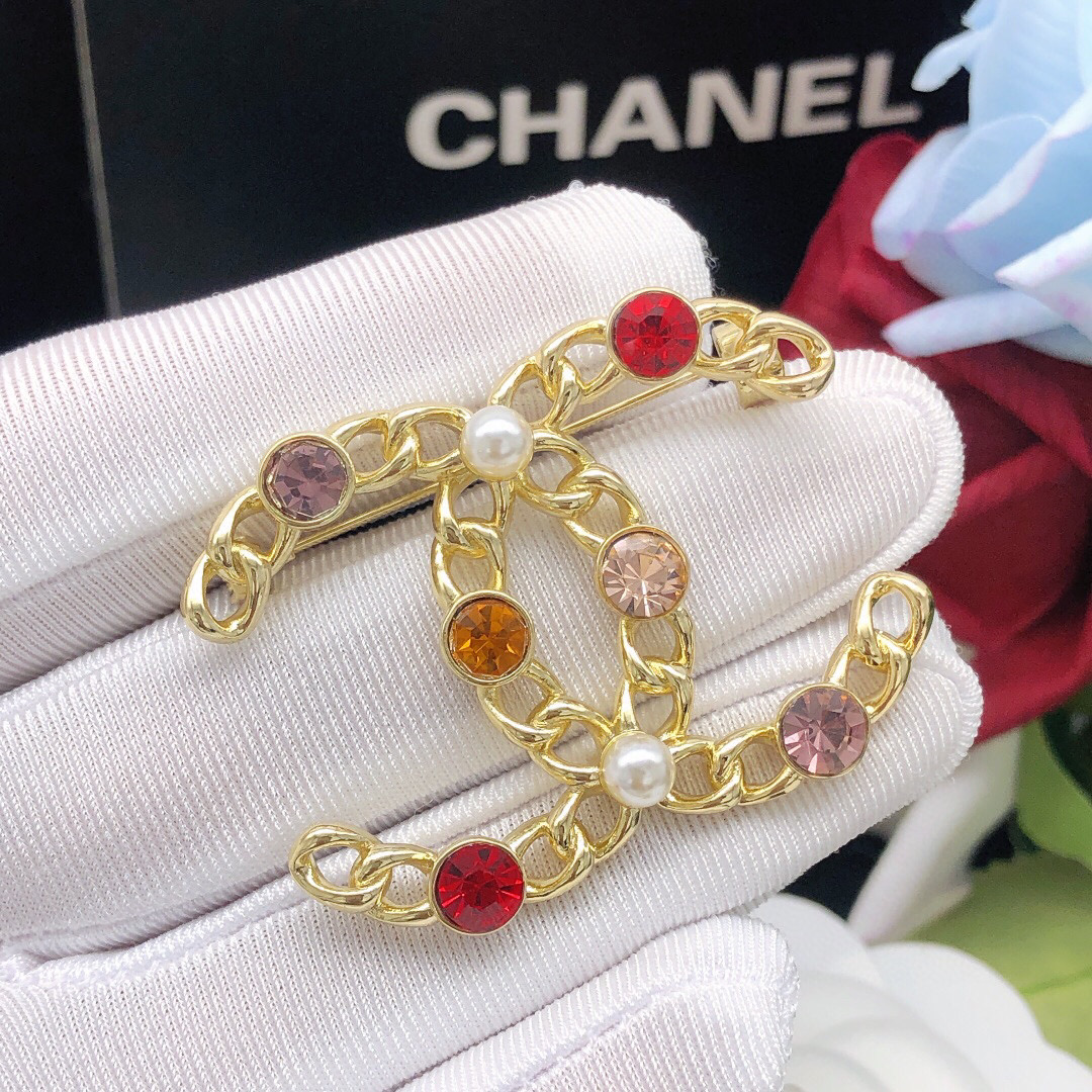 Chanel 最新款 经典双C镂空彩钻胸针 品质 3