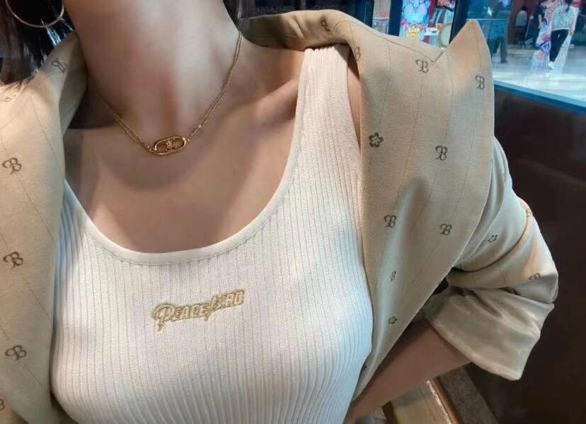 Celine Triomphe Oval Chain Necklace necklace gold-tone metal 40cm