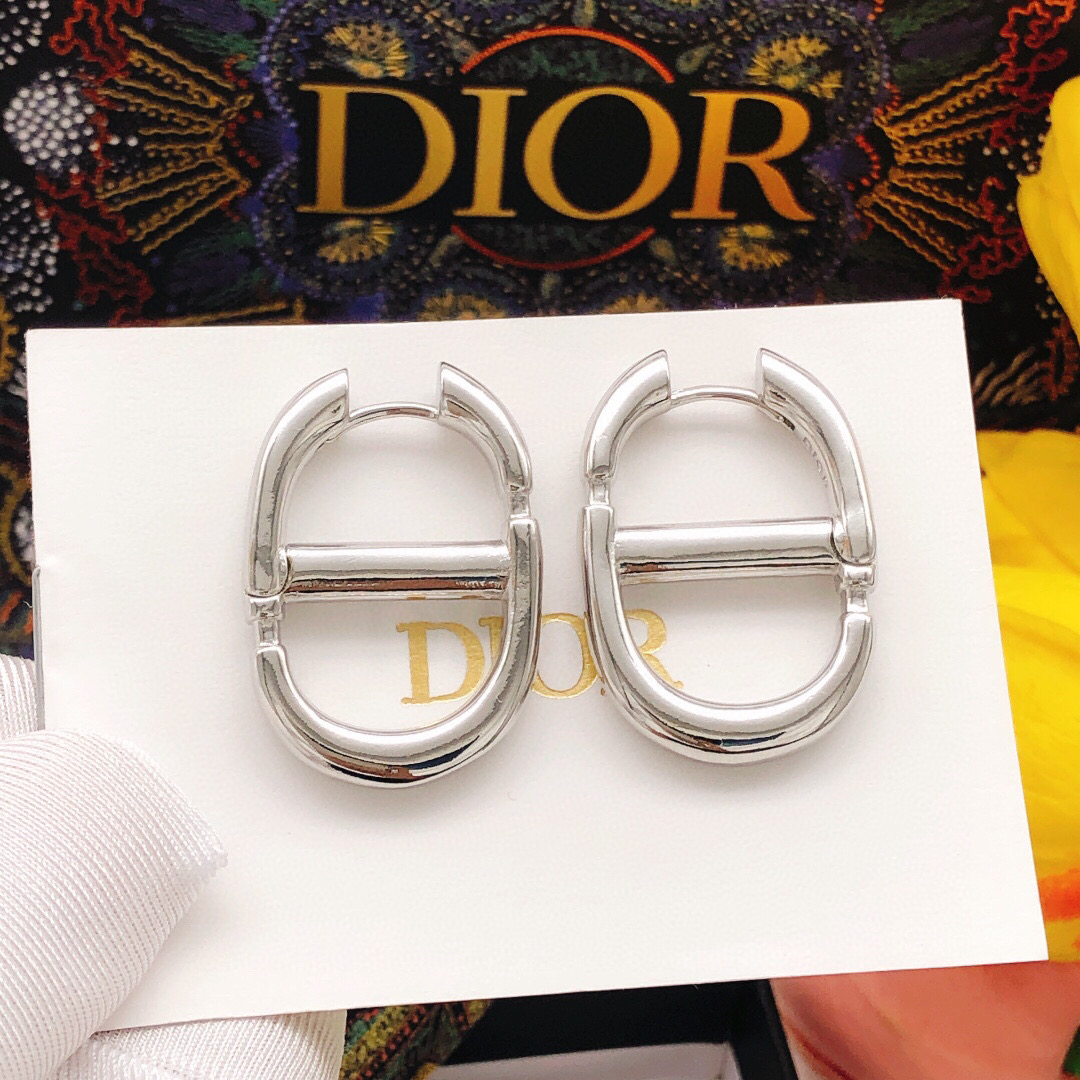 Dior CD光面银色猪鼻子秋冬新款