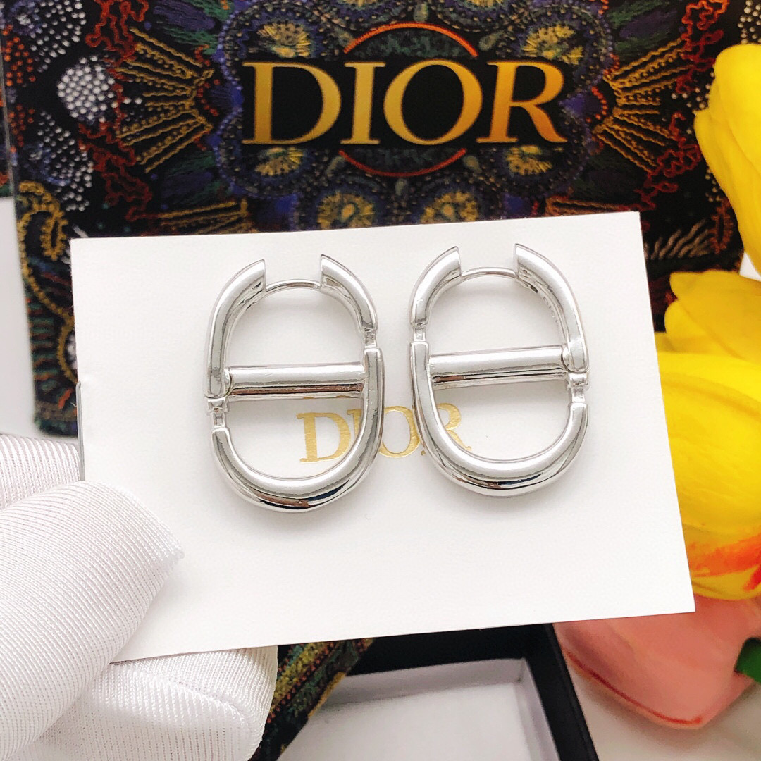Dior CD光面银色猪鼻子秋冬新款