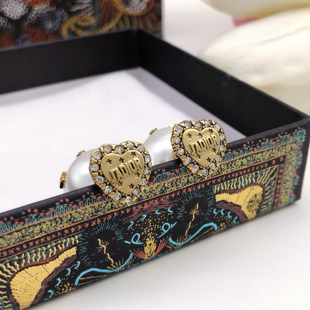 Dior 迪奥 新品 爱心 JADIOR星星镶钻爱心耳钉 高端品质 1:1开模