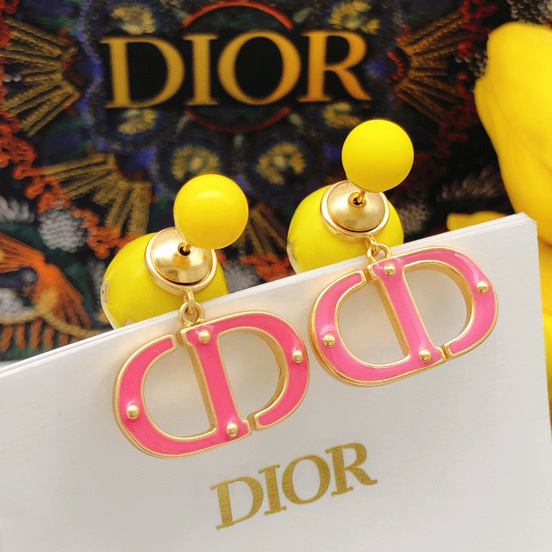 N.º DED0443 DIOR 2022 Colección Tribales de primavera, cayendo en colores brillantes 🌈 Perlas grandes y pequeñas amari…