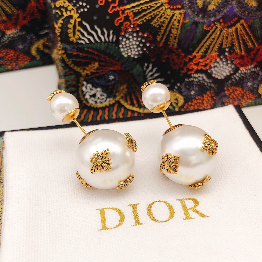 Dior 迪奥大小珍珠蜜蜂耳钉
