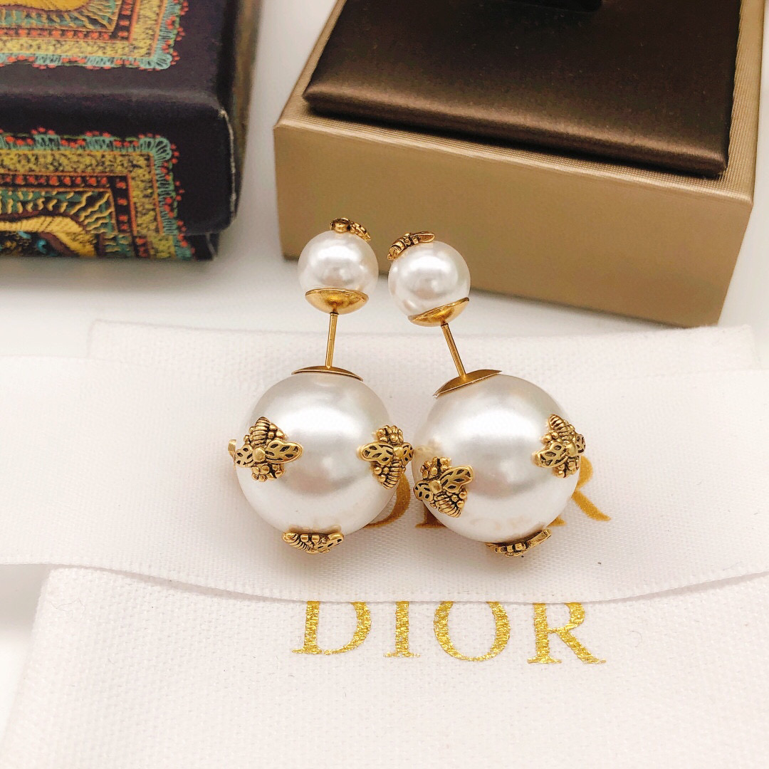 Dior 迪奥大小珍珠蜜蜂耳钉